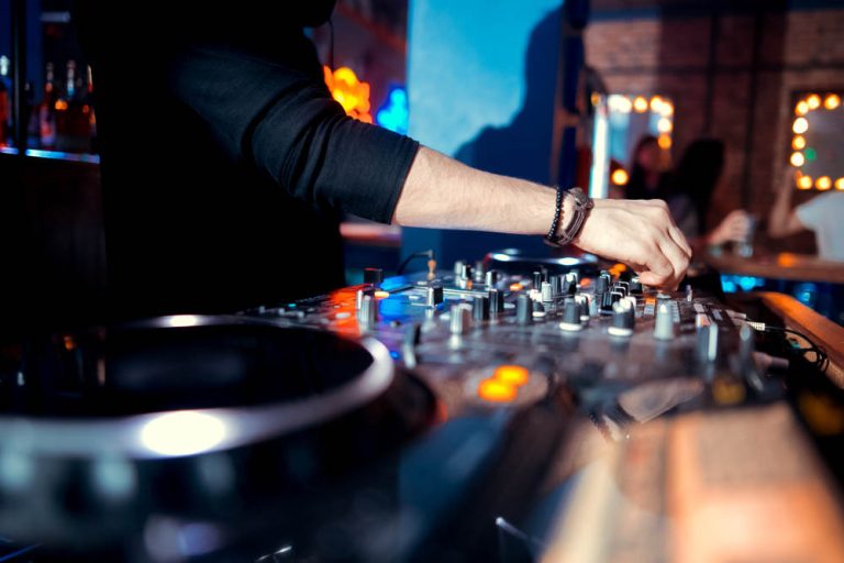 DJ spinning the decks at a party