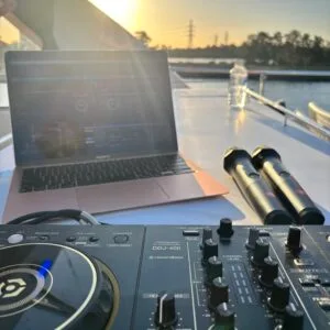 DJ party boat set up
